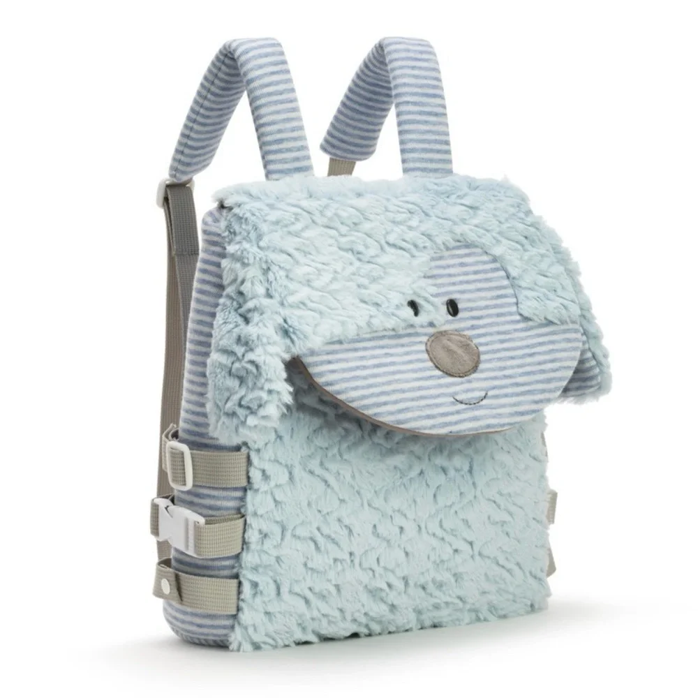 Demdaco “Pippin the Puppy” Buckle and Snap Backpack Tactile Plush Dog Bag Kids
